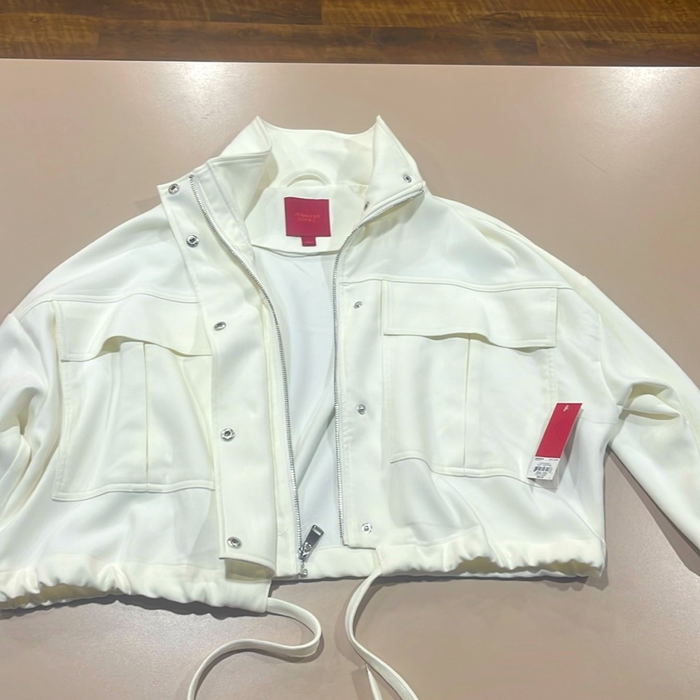 Jennifer Lopez white crop jacket size large